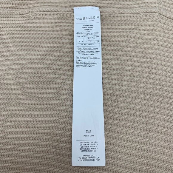 MaxMara Womens Beige Wool Knit Cardigan Sweater W/ Lapel & Waistband Size S - Picture 4 of 7